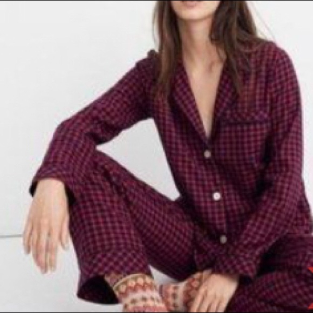 Madewell Red Black Pajama Set Size Small